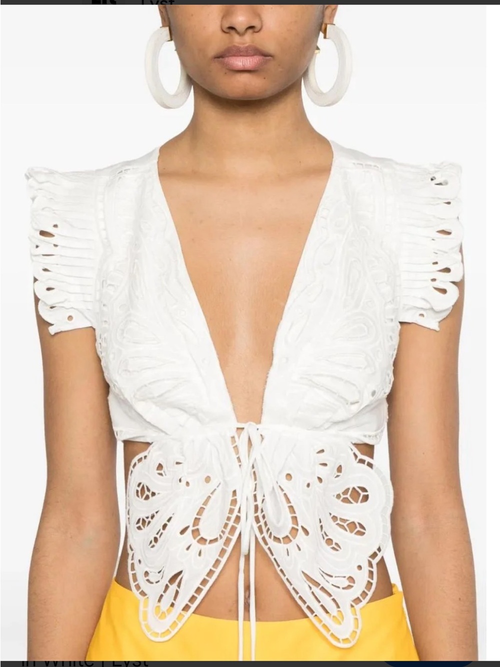 NWT FARM Rio Off-White Butterfly Richelieu Broderie Anglaise Cotton Blouse - M - Picture 2 of 15